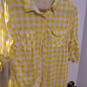 Yellow Gingham Button-Up Shirt Eden & Olivia